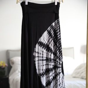 tie dye boho fold over maxi skirt